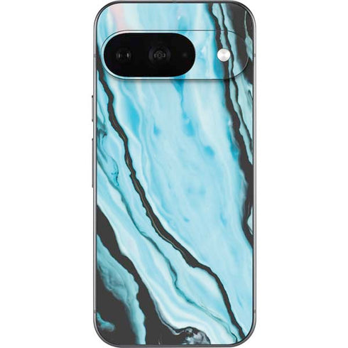 Aqua Blue Marble Ink Google Pixel 9 Skin
